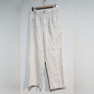 Banana Republic Beige 100% Linen Staright Leg Pants Size 6 Pleated